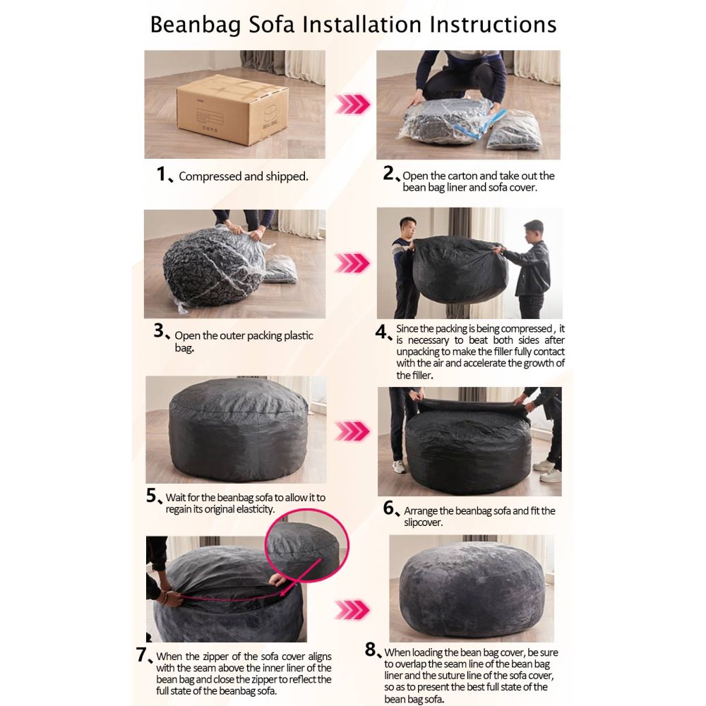 XXL Sitzsack-Sofa 5FT für Erwachsene – Gemütlicher Relax- und Lesesessel für Wohnzimmer, Schlafzimmer und Balkon