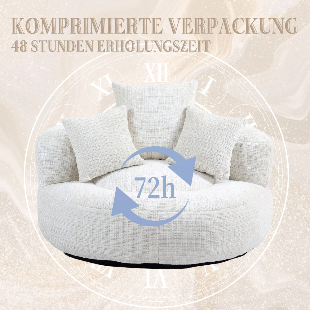 Chenille Sitzsack-Sessel mit hoher Rückenlehne und 3 Kissen – Komfortabler Gaming- und Relaxsessel für Wohnzimmer, Schlafzimmer und Büro, Beige