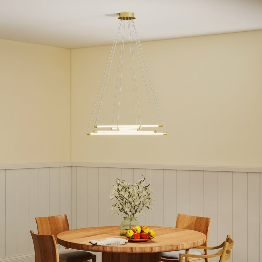 LED-Deckenleuchte 50W mit 5 verstellbaren Lichtrohren – Moderne Deckenlampe für Wohnzimmer, Esszimmer und Küche, Gold/Weiß