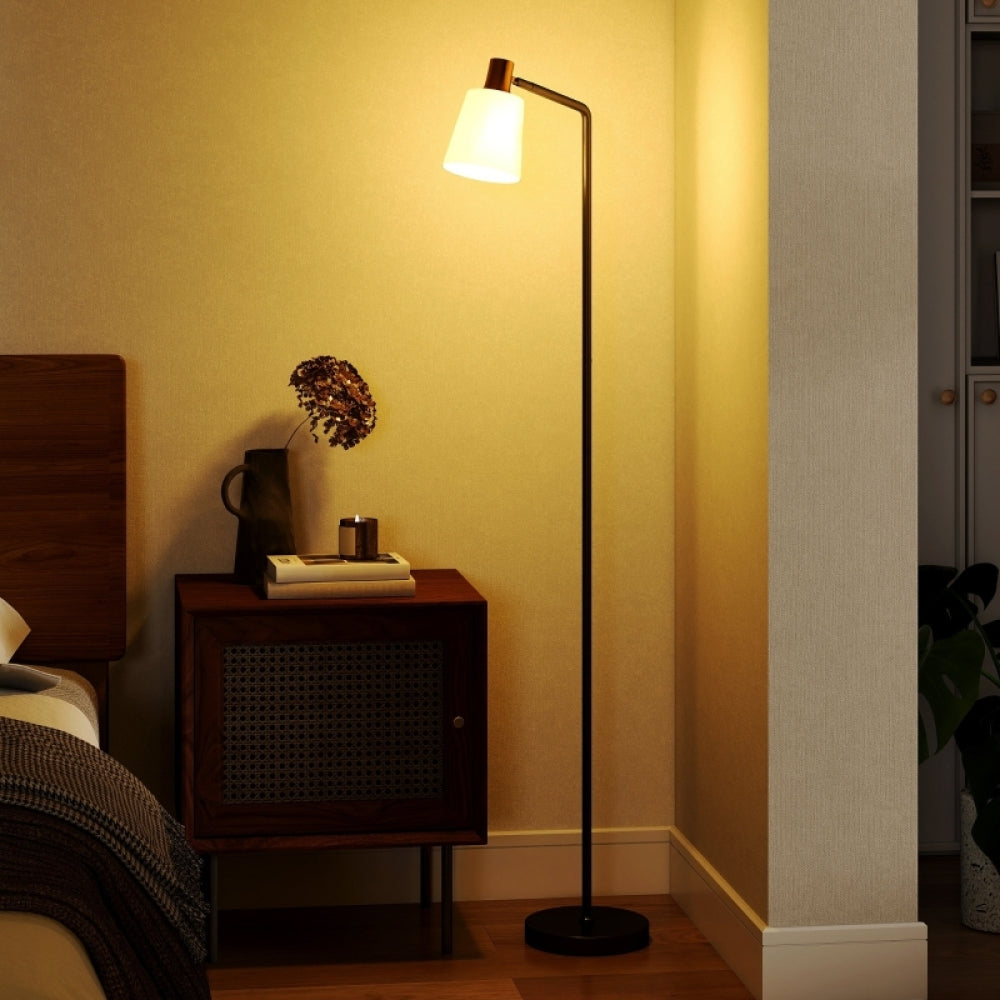 LED Stehlampe mit 350° Drehkopf & 3 Lichtfarben – Moderne Standleuchte für Wohnzimmer, Schlafzimmer & Büro, Schwarz