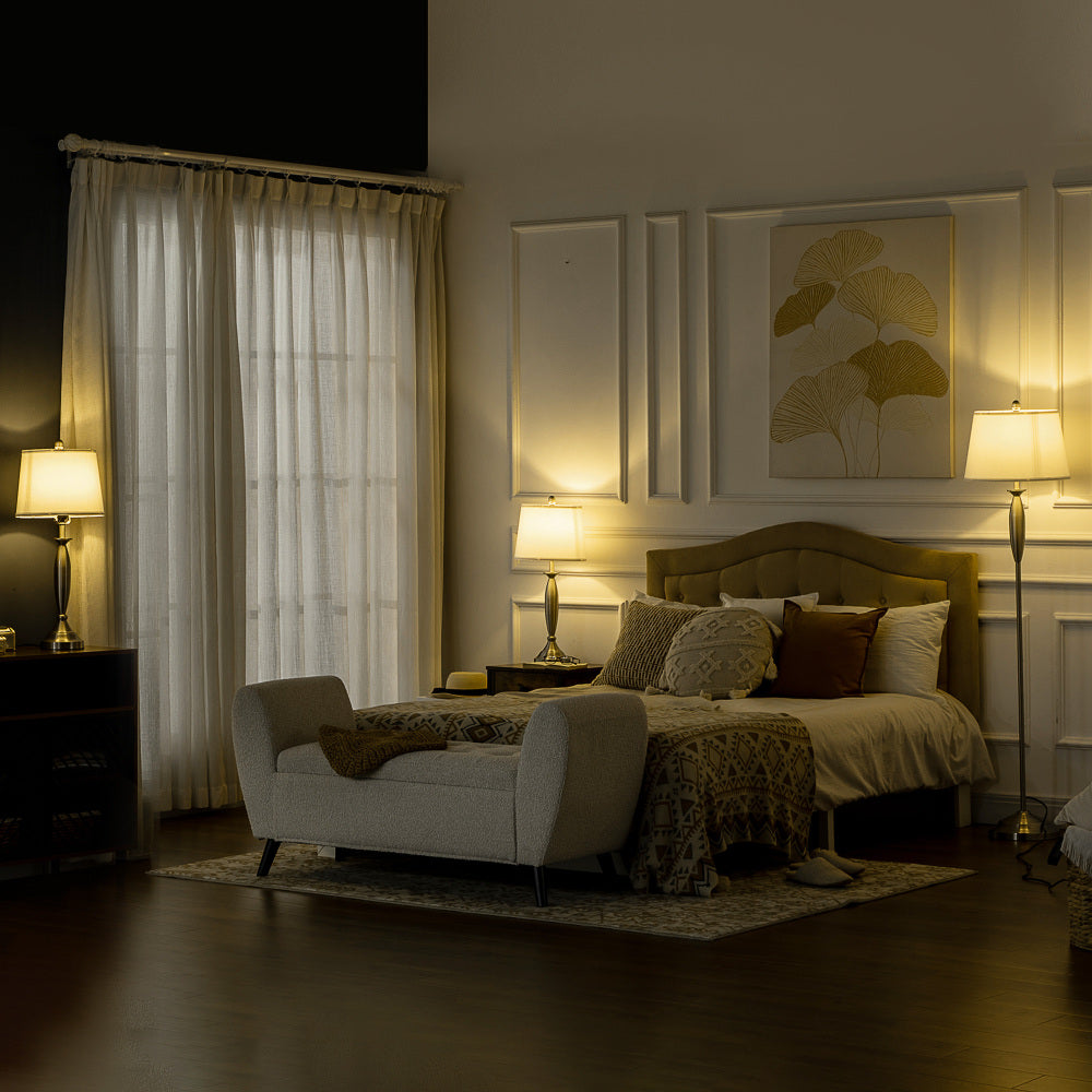 3-teiliges Lampenset mit Stehlampe & 2 Tischlampen – Modernes Beleuchtungsset für Wohnzimmer und Schlafzimmer, Silber
