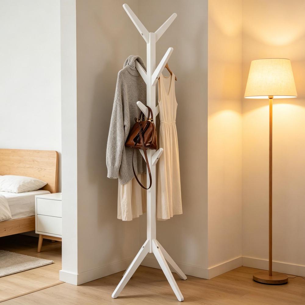 Holz-Garderobenständer im modernen Design – Freistehender Kleiderständer für Wohnzimmer, Flur und Schlafzimmer