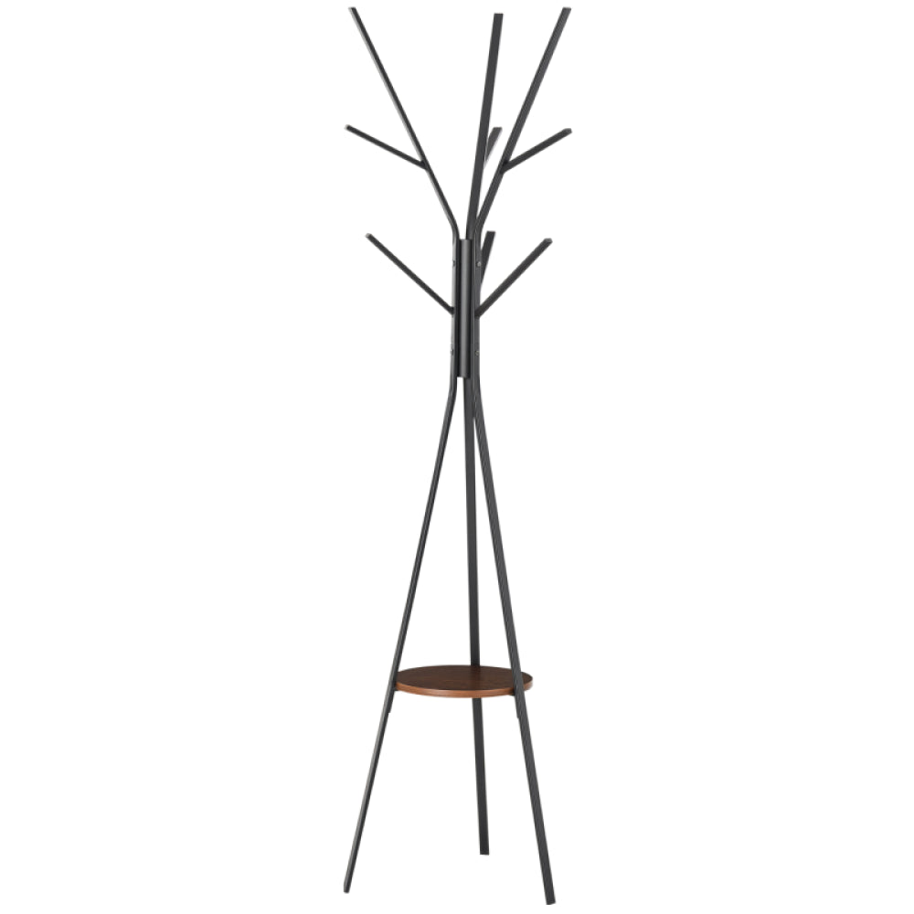 Garderobenständer im Skandi-Design mit 7 Haken – Moderner Kleiderständer in Schwarz und Braun