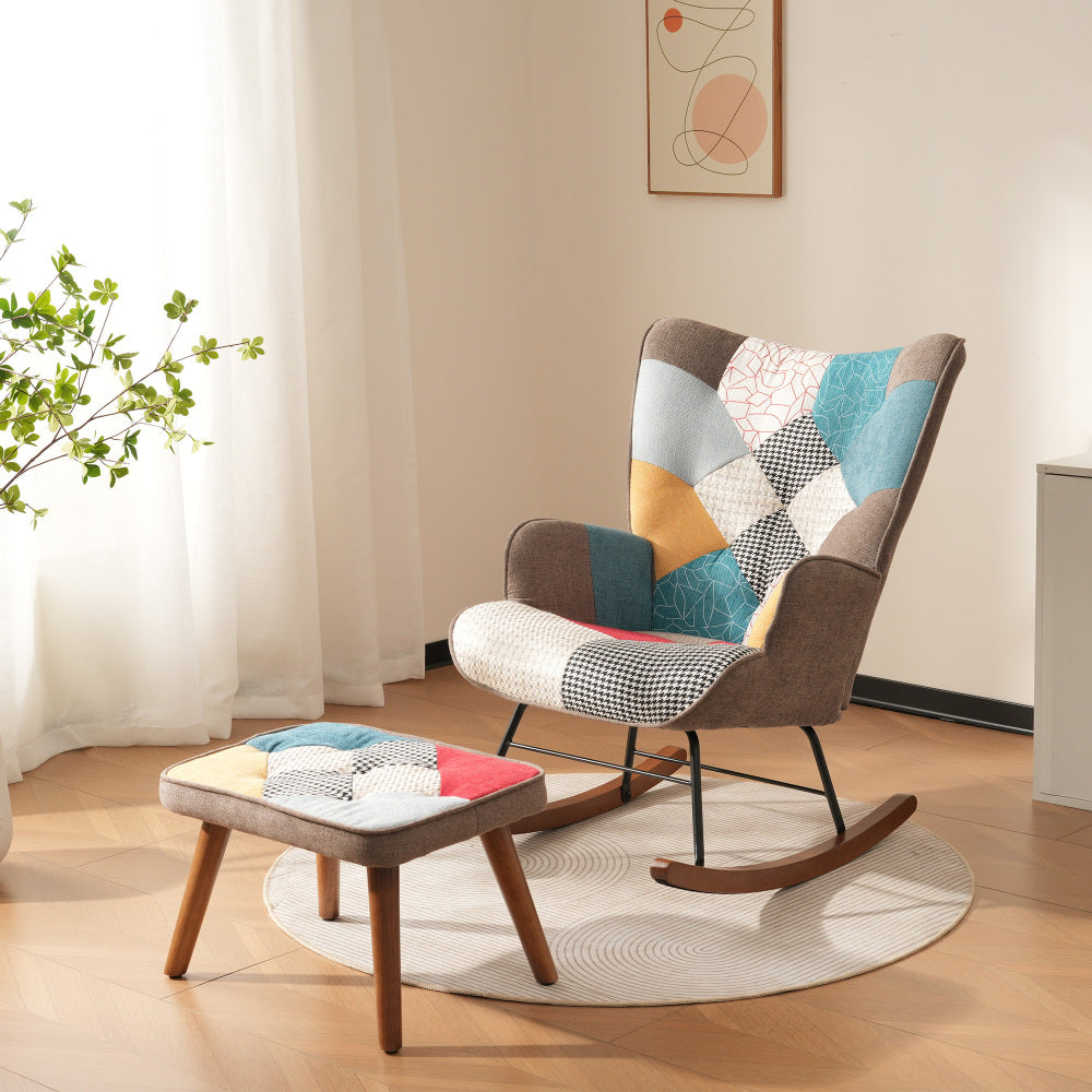 Designer-Schaukelstuhl mit Fußstütze – komfortabler Freizeit- und Lesesessel für Wohnzimmer und Schlafzimmer