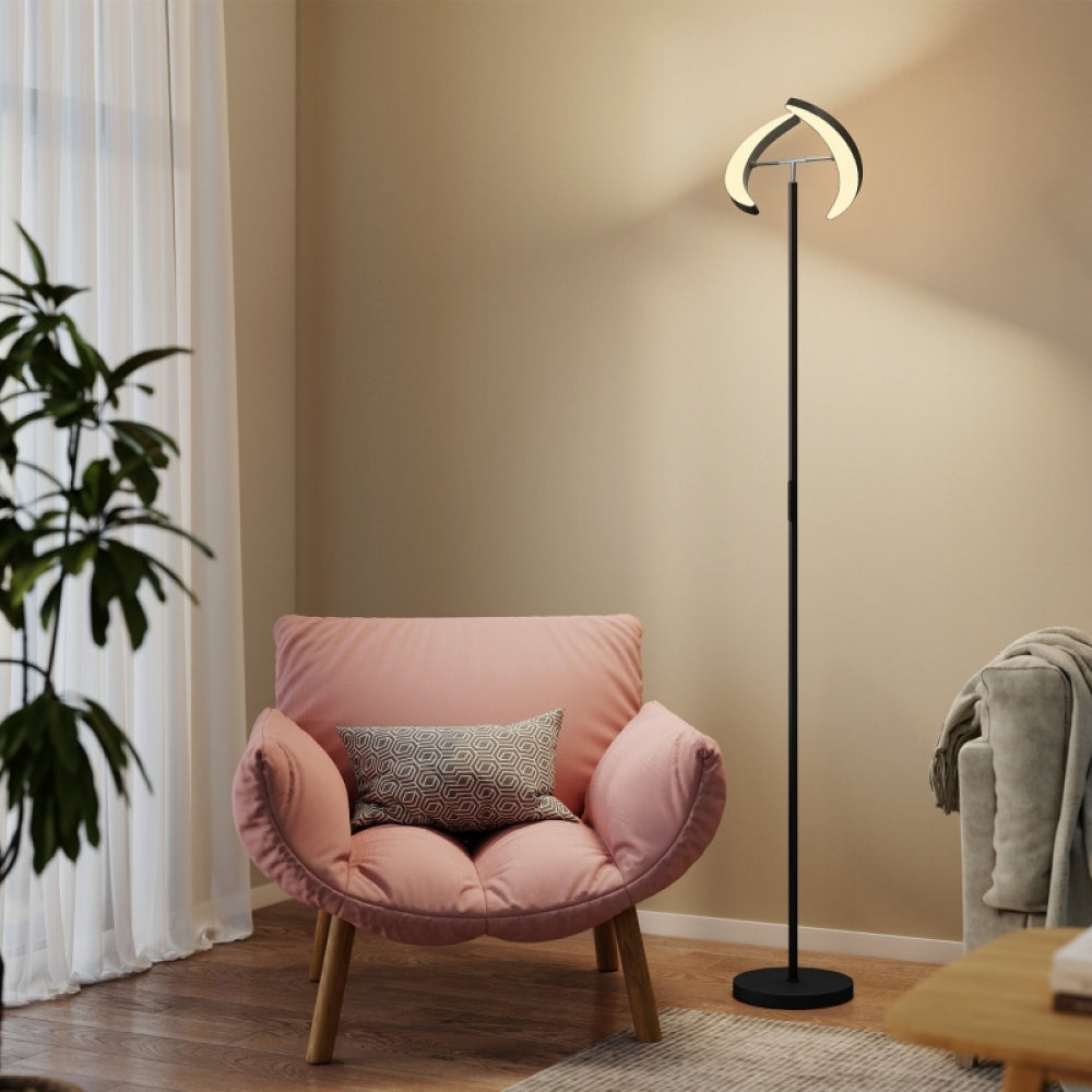 RGB LED Stehlampe mit Doppelkopf & Fernbedienung – Dimmbare Wohnzimmerlampe mit 2700K–6000K und Farbwechsel