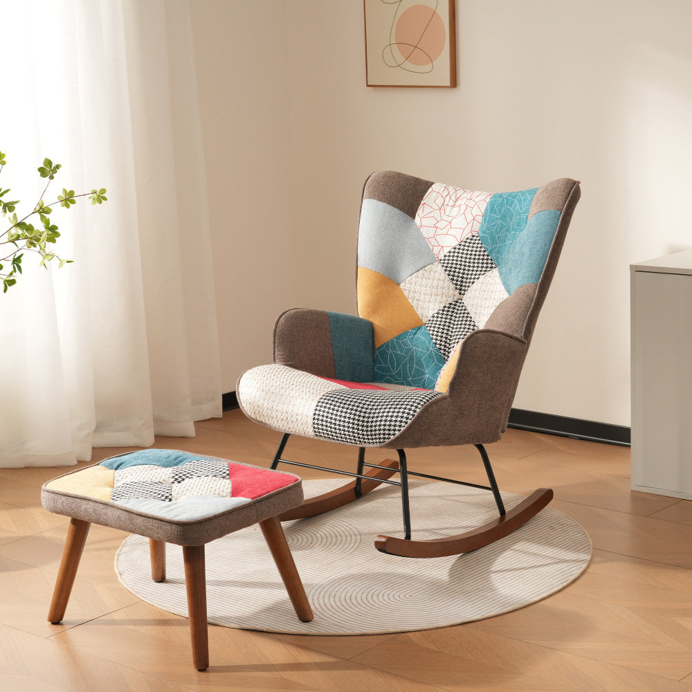 Designer-Schaukelstuhl mit Fußstütze – komfortabler Freizeit- und Lesesessel für Wohnzimmer und Schlafzimmer