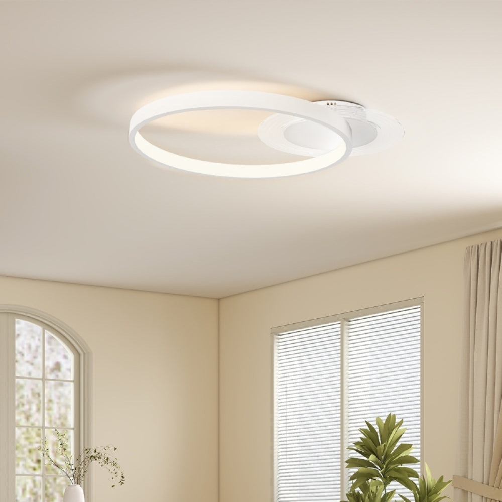 LED Deckenleuchte mit Zwei-Ring-Design – Moderne runde Deckenlampe für Wohnzimmer und Schlafzimmer, Weiß